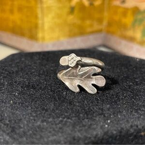 Handmade Sterling Silver Leaf and Acorn Vintage Ring.